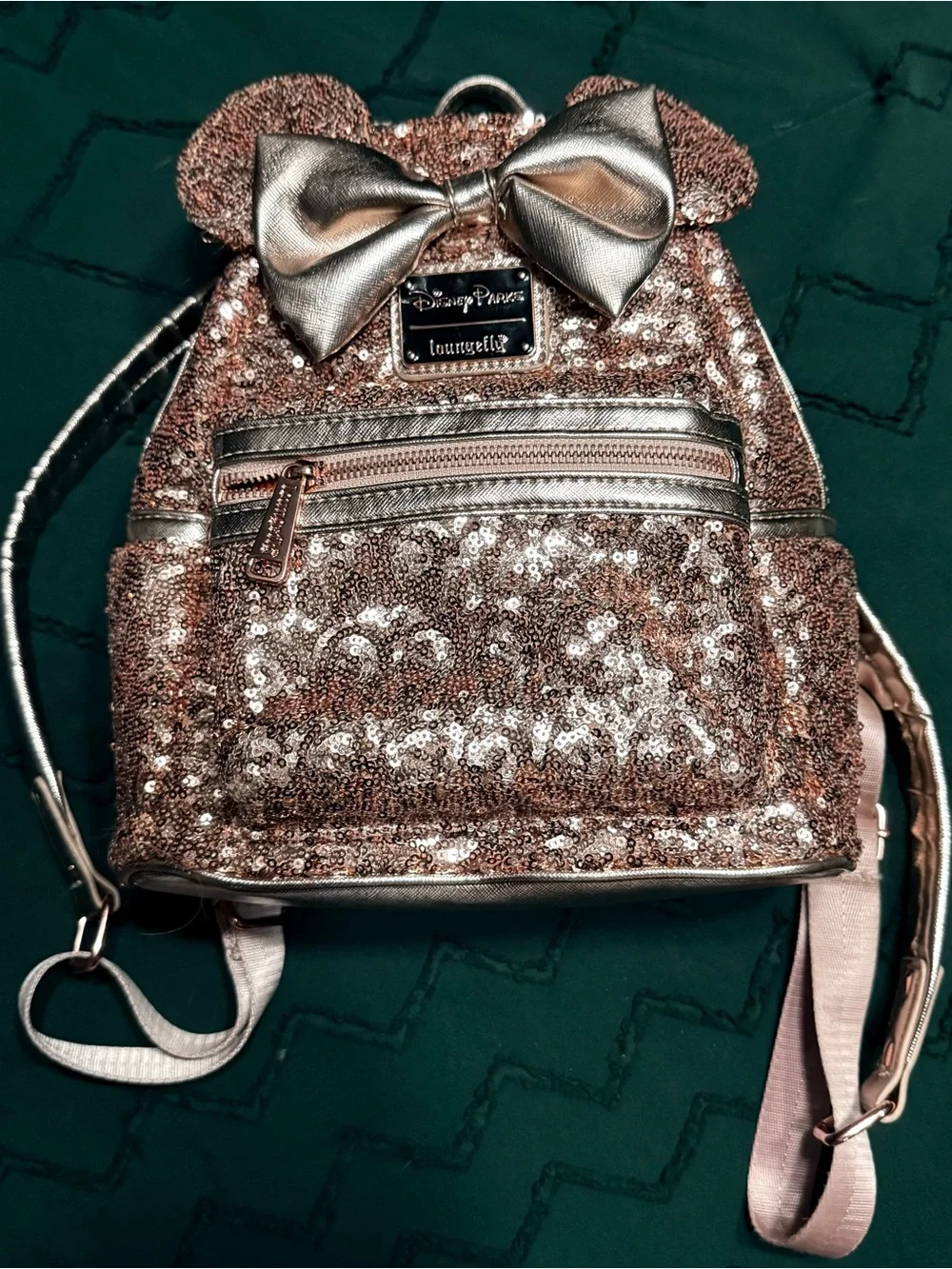Loungefly Disney Parks Rose Gold Sequin Mini Backpack